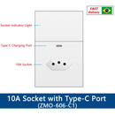 Zemismart Zigbee Smart Brazil Socket with Light Switch 10A 20A Outlets with Type-C Charging Port Work with Tuya Home APP via M1